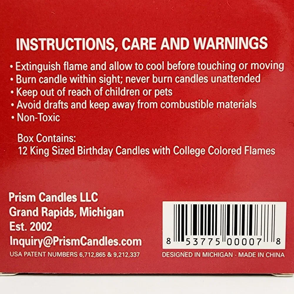 Ohio State Buckeyes Colored Flame Candles Gray with Scarlet Flame 12 count NEW